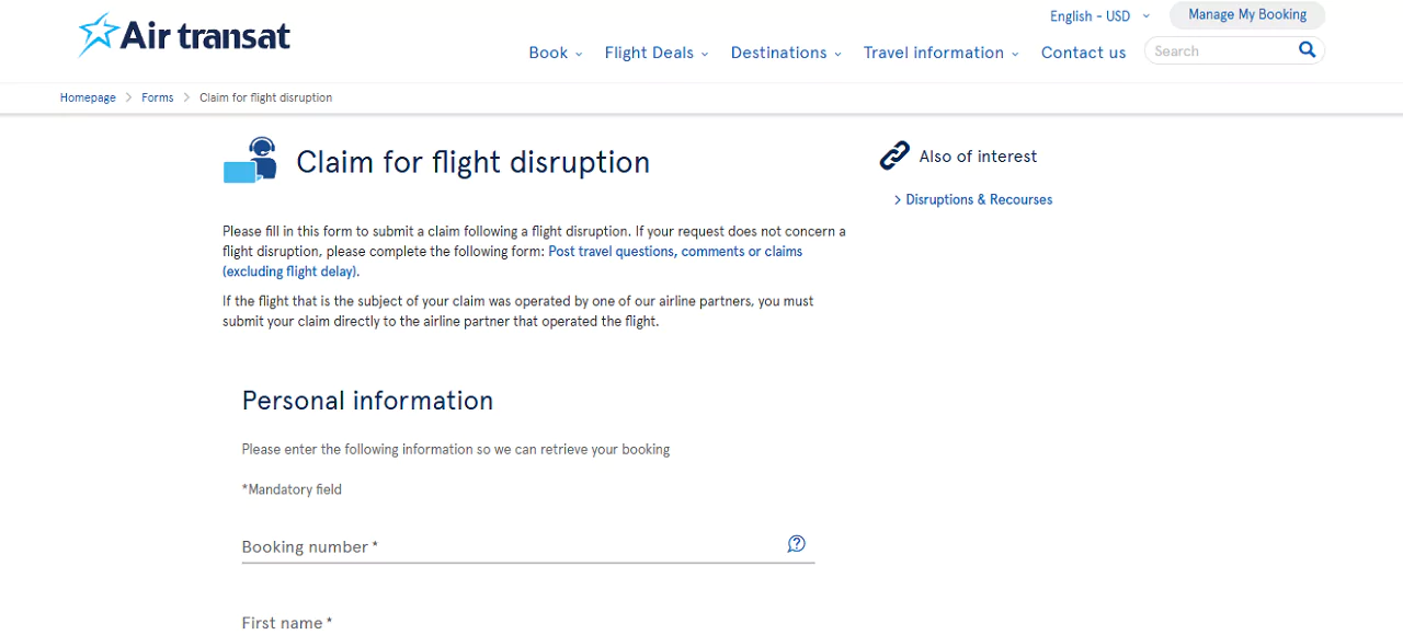 Air Transat Claims US