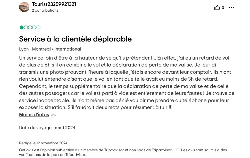 air transat commentaire