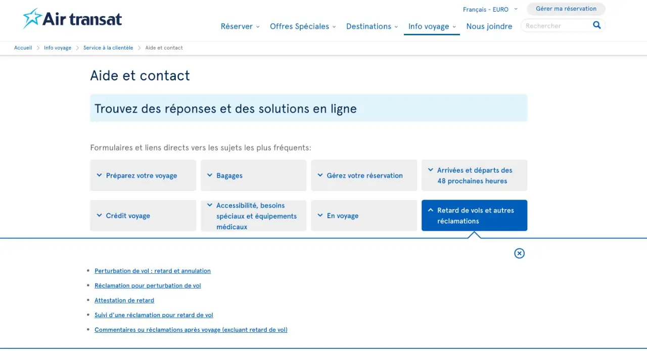 air transat formulaire de reclamation