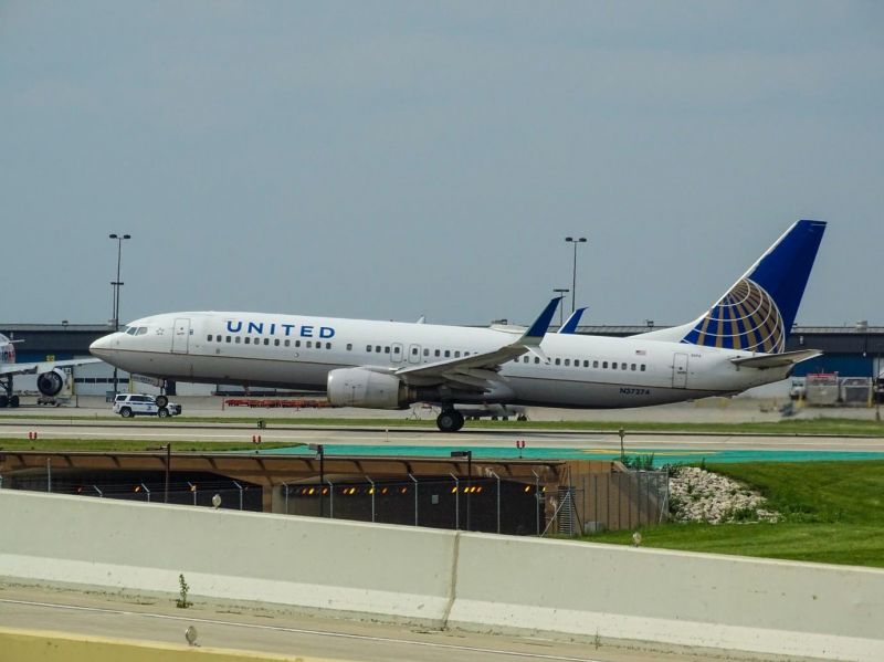 an united airplane taking off