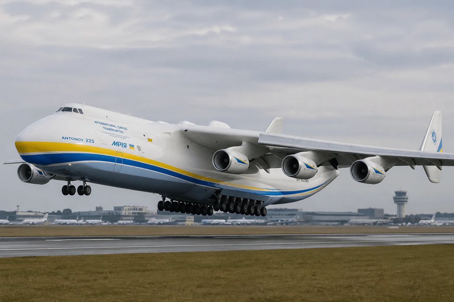 Antonov An-225 Mriya p&aring; landningsbana