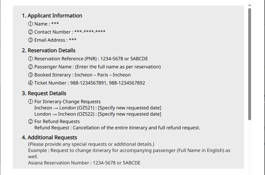 Asiana Claim Example