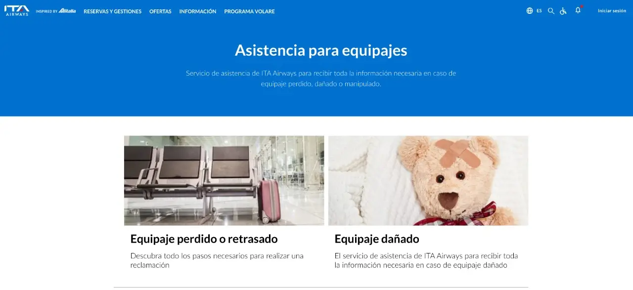 asistencia para equipajes ita airways