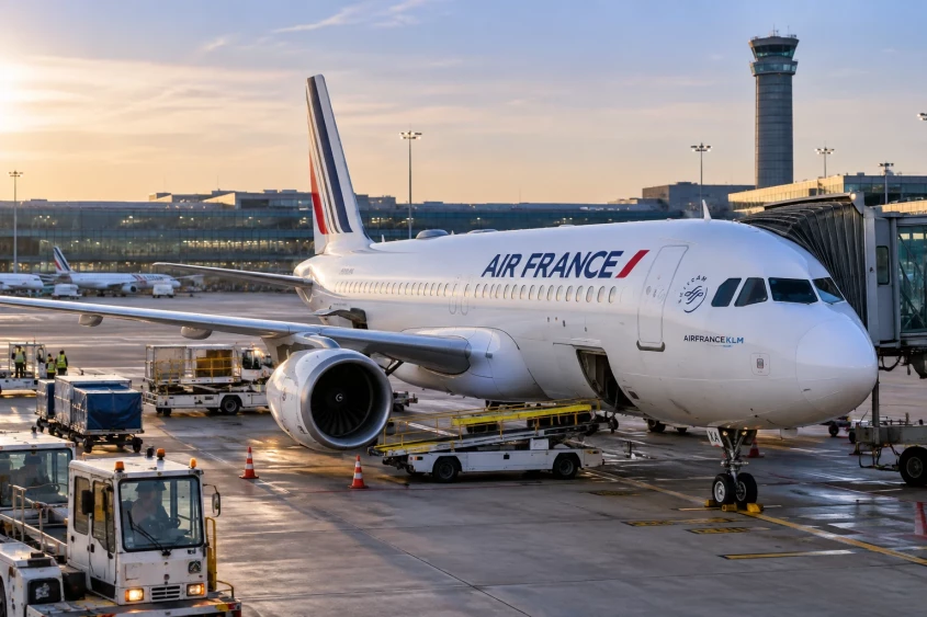Avion Air France &agrave; l'a&eacute;roport Paris-CDG