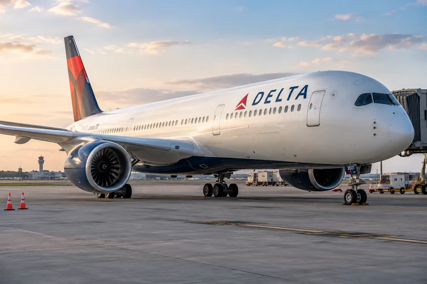 Avion Delta Air Lines &agrave; l'a&eacute;roport