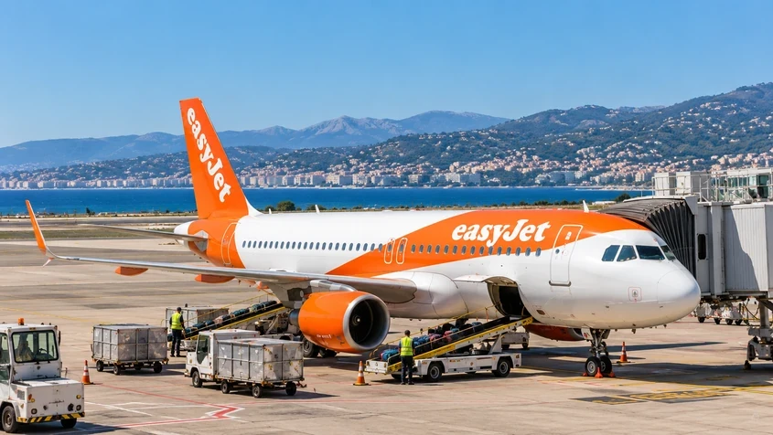 Avion easyJet &agrave; l'a&eacute;roport de Nice-C&ocirc;te d'Azur