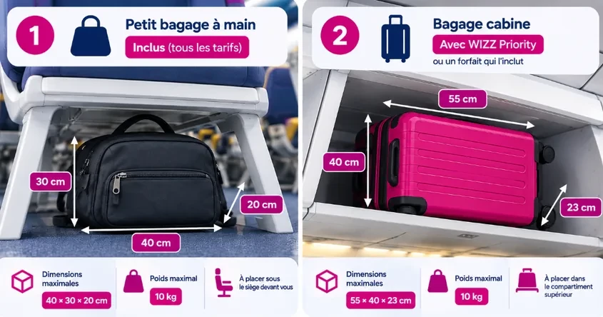 bagage cabine wizz air dimensions poids