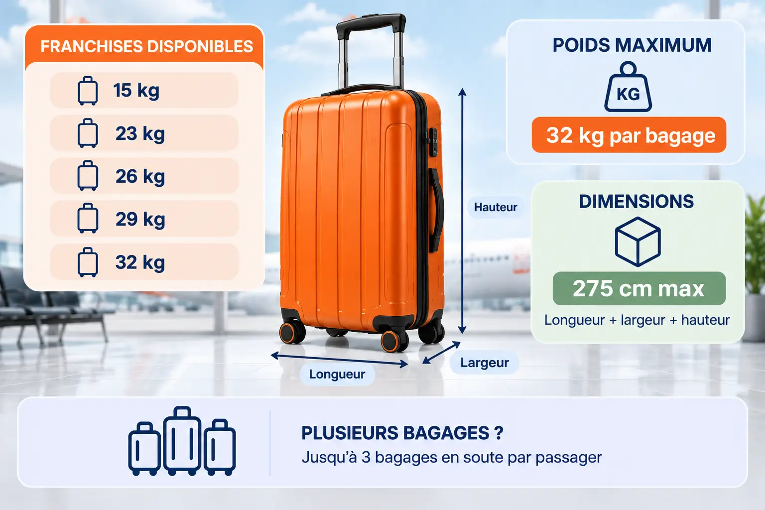 bagage soute easyjet poids dimension