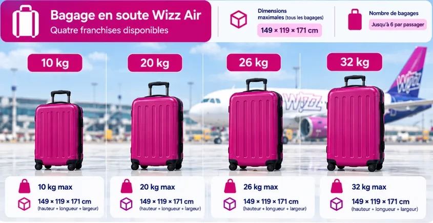 bagage soute wizz air poids dimensions