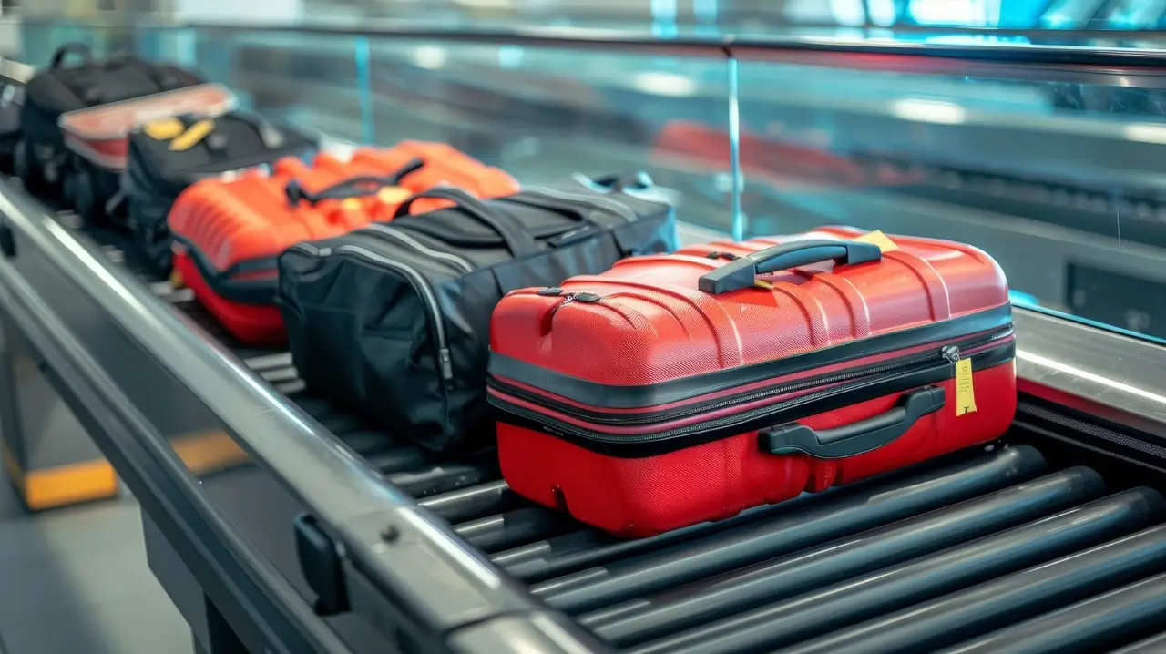 malas multicoloridas num aeroporto