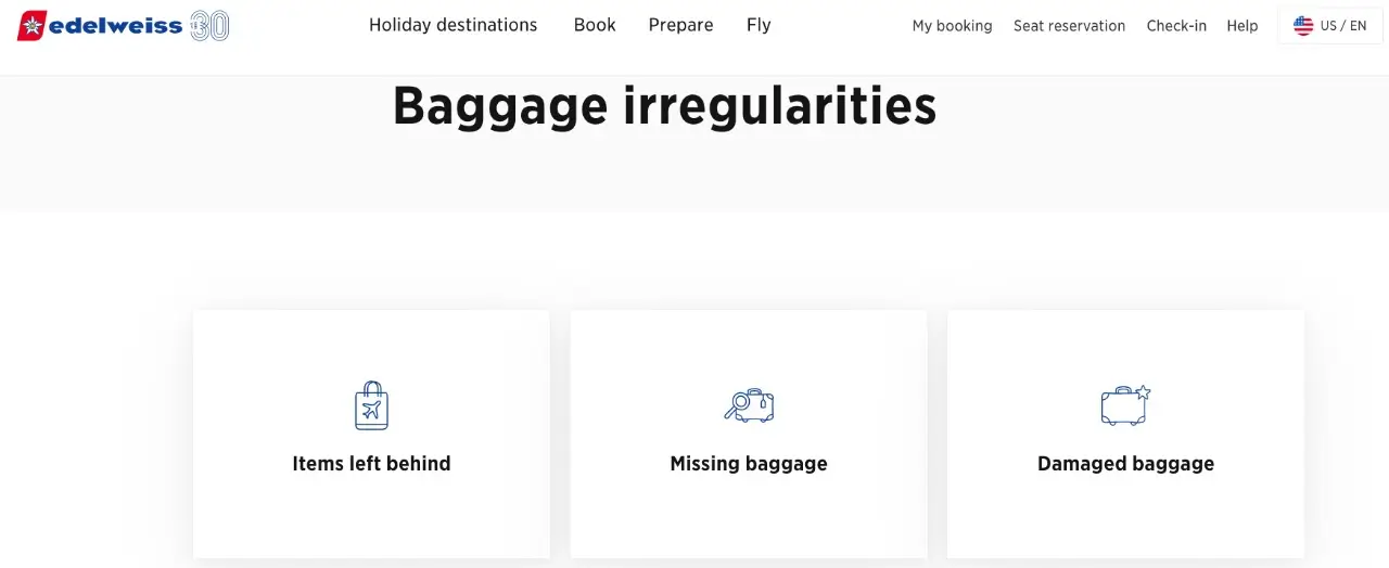 baggage irregularities edelweiss air