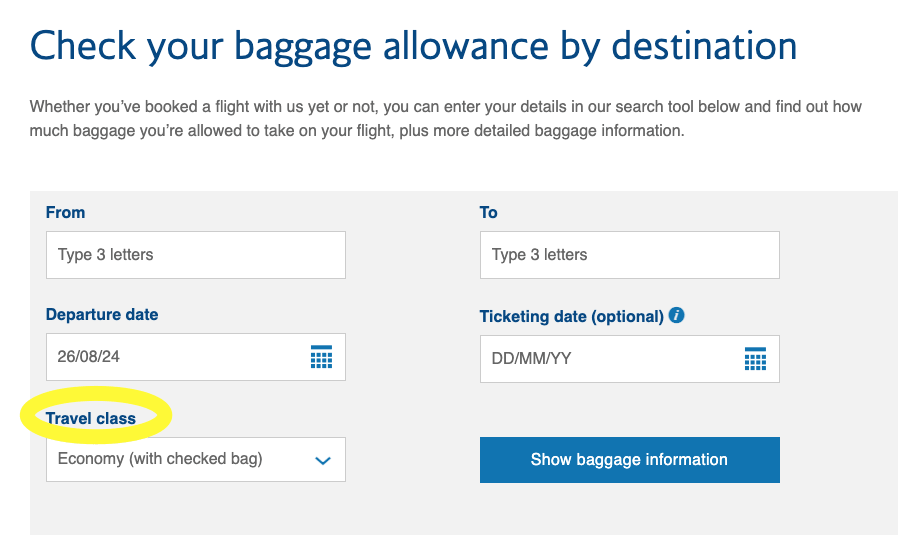 British Airways Baggage Allowance Hand and Checked Luggage Rules