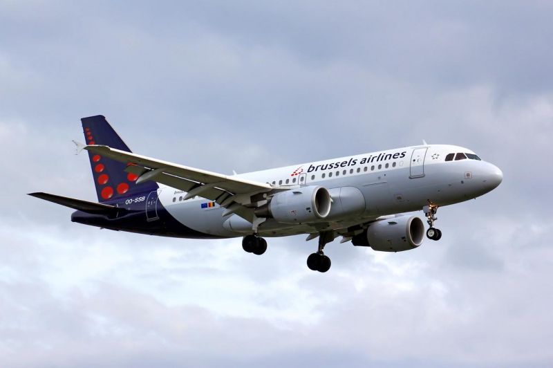 a Brussels airlines plane in flight