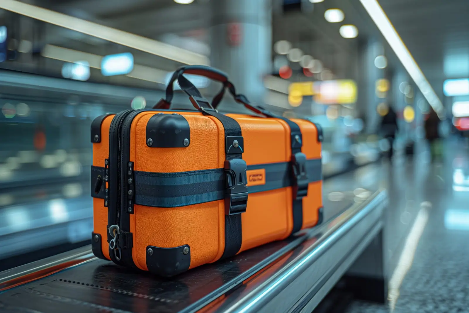 equipaje de mano en la cinta transportadora del aeropuerto