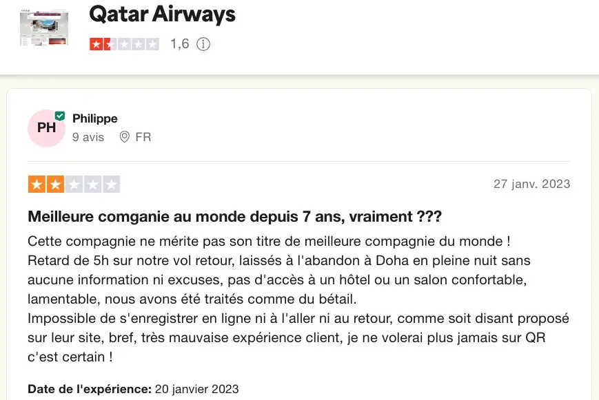 commentaire qatar airways