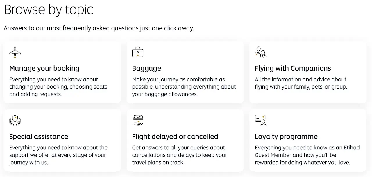 Opțiuni de feedback Etihad Airways