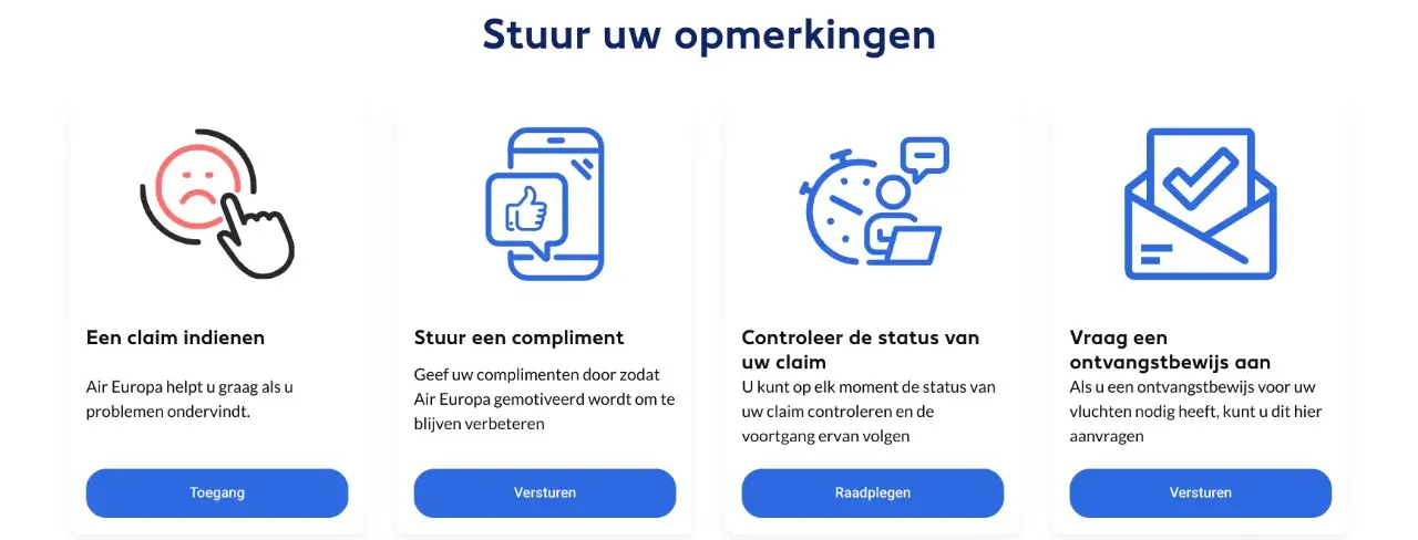contactformulier air europa