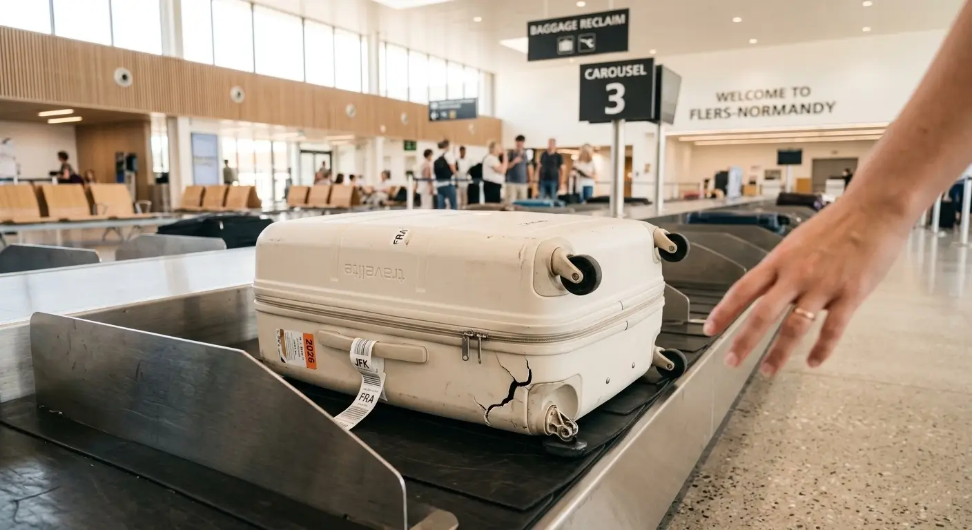 damaged bag on the baggage belt