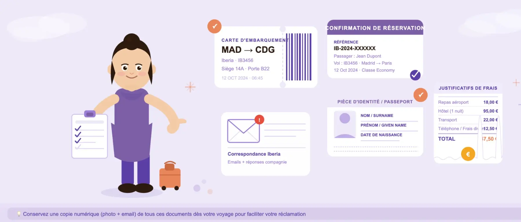documents pour le dossier r&eacute;clamation avec compagnie aerienne