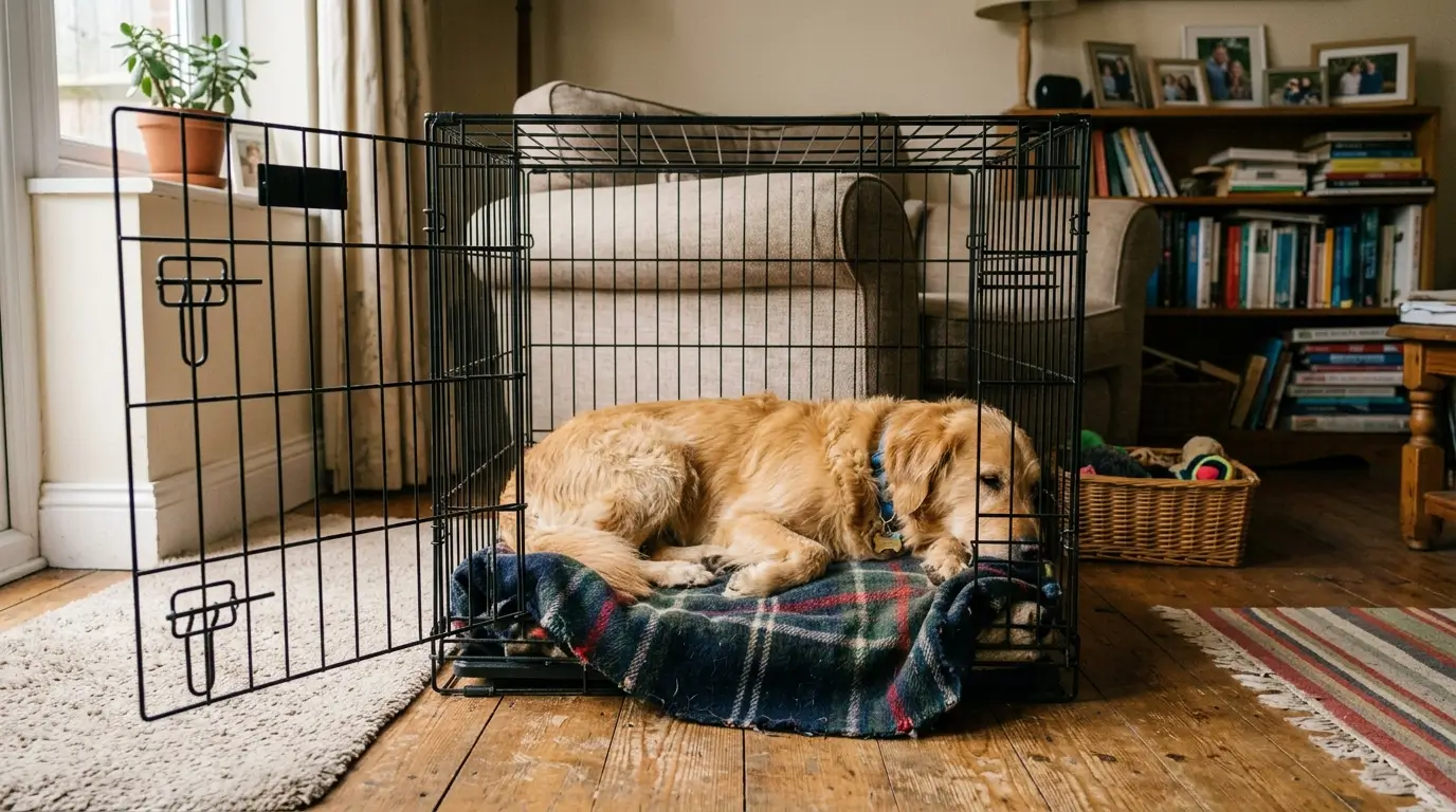 een hond gaat liggen