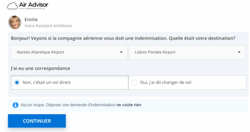 Première étape de demande d’indemnisation pour un vol annulé avec AirAdvisor