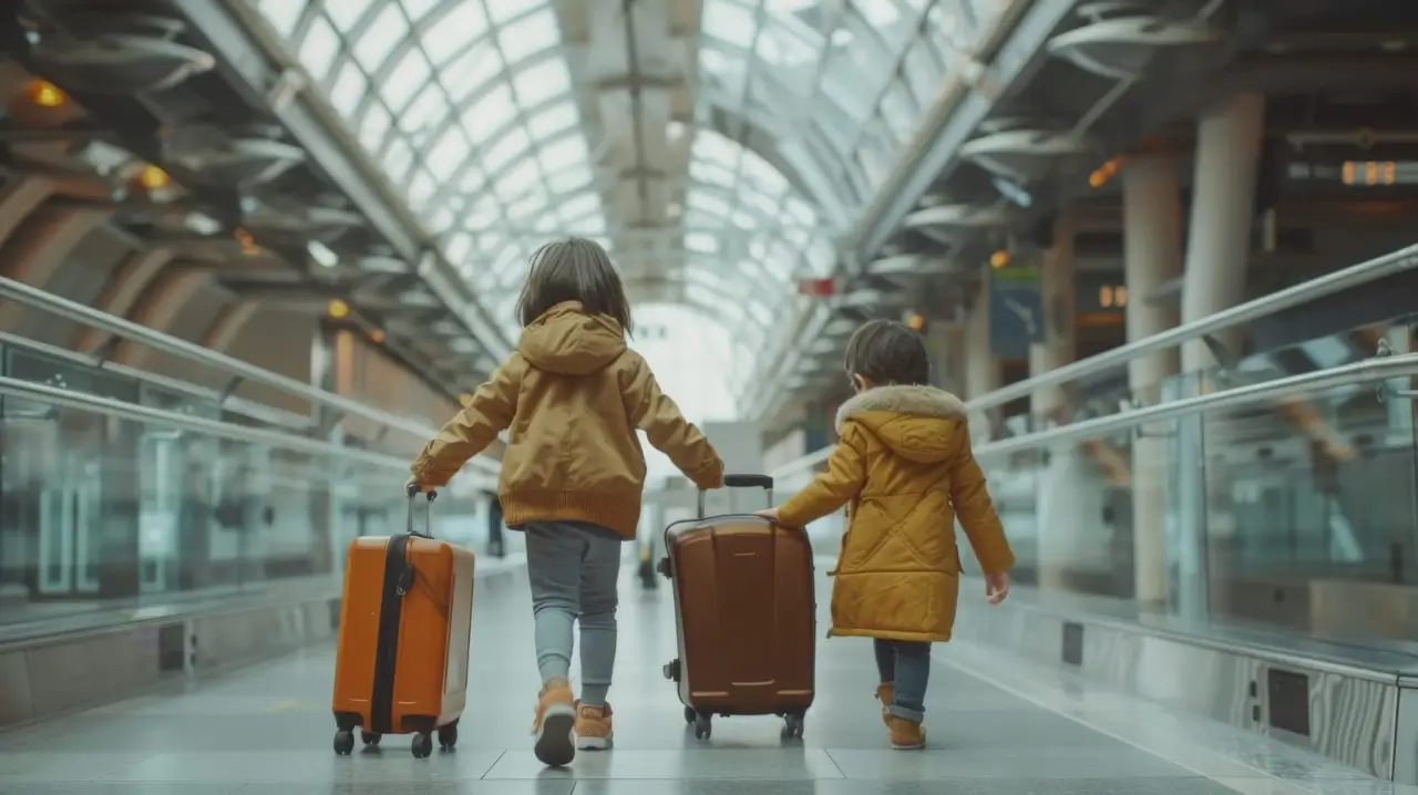 les enfant qui voyagent dans un aéroport