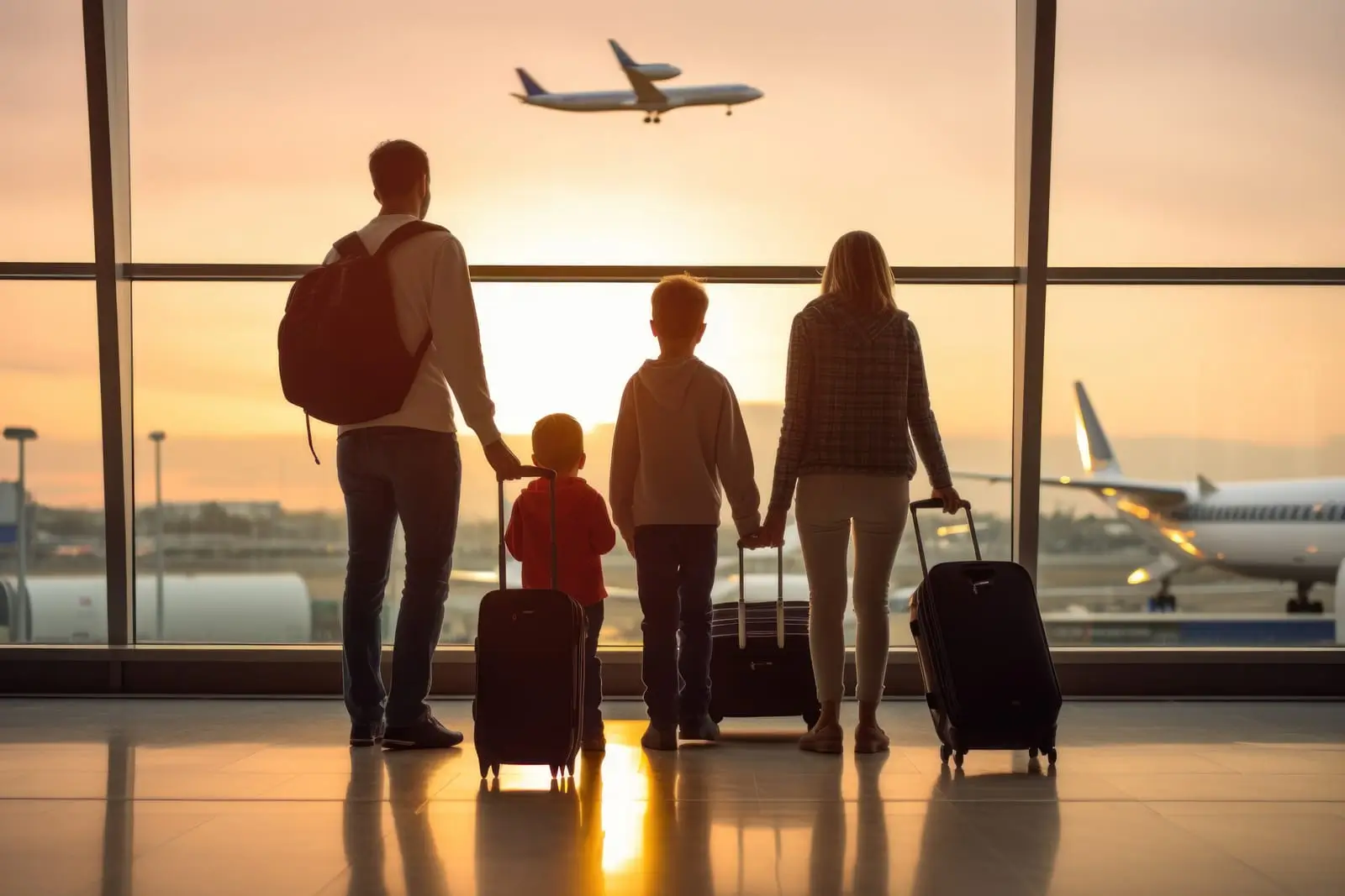 family travel at airport