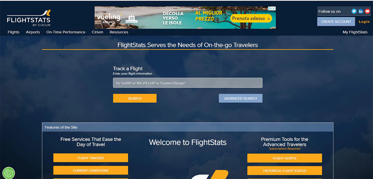 FlighStats: soluzione meno tecnica ma gratuita ed efficace per il monitoraggio voli