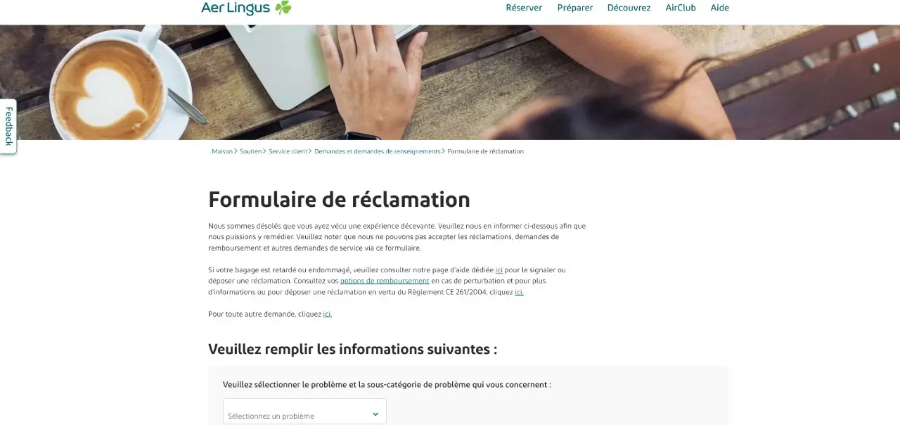 formulaire de réclamation aer lingus
