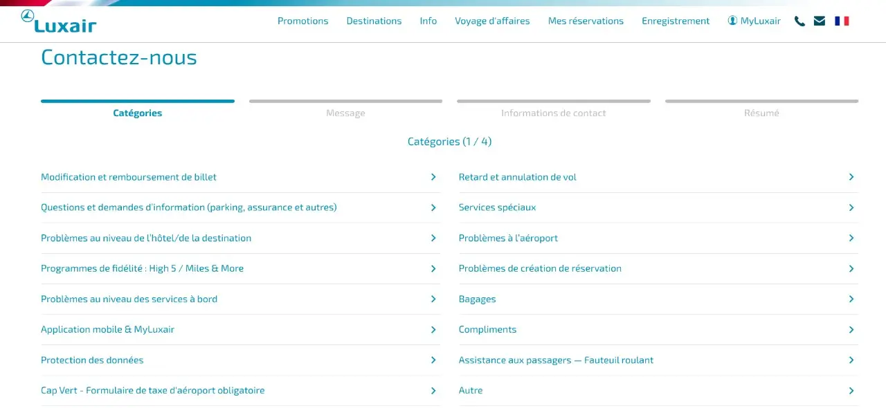 formulaires de contact luxair