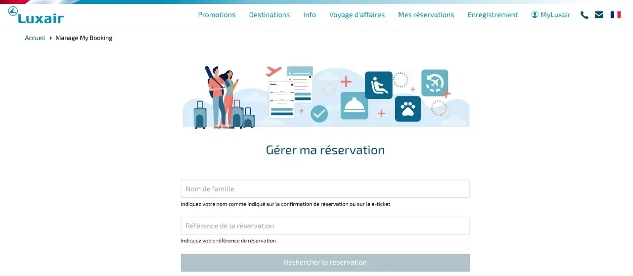 gerer ma reservation luxair