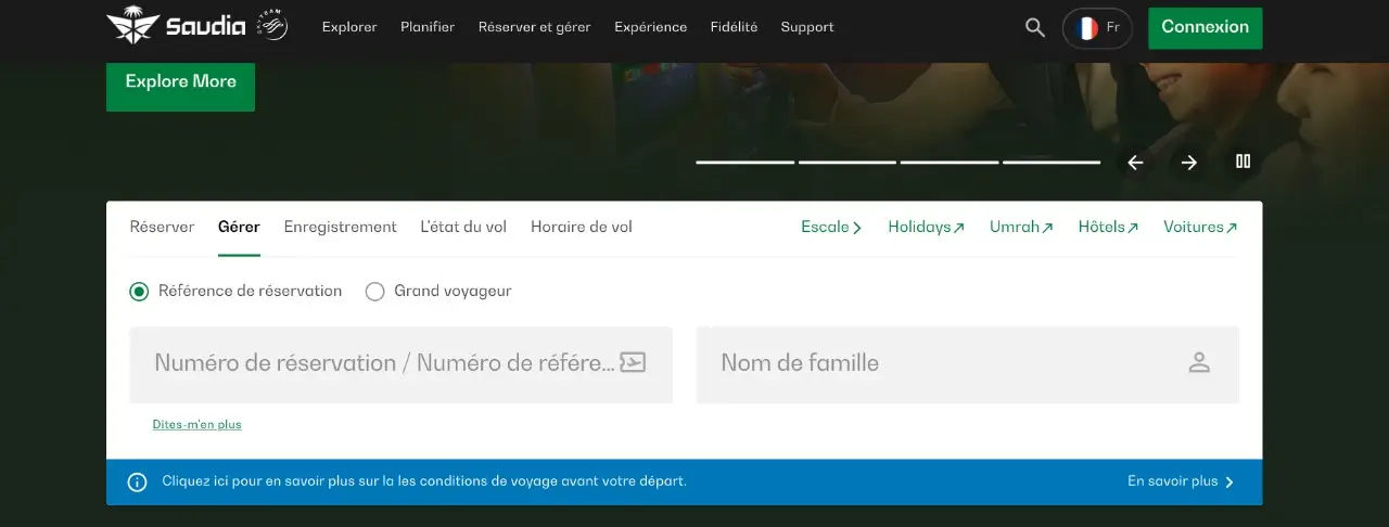 gérer ma réservation saudia