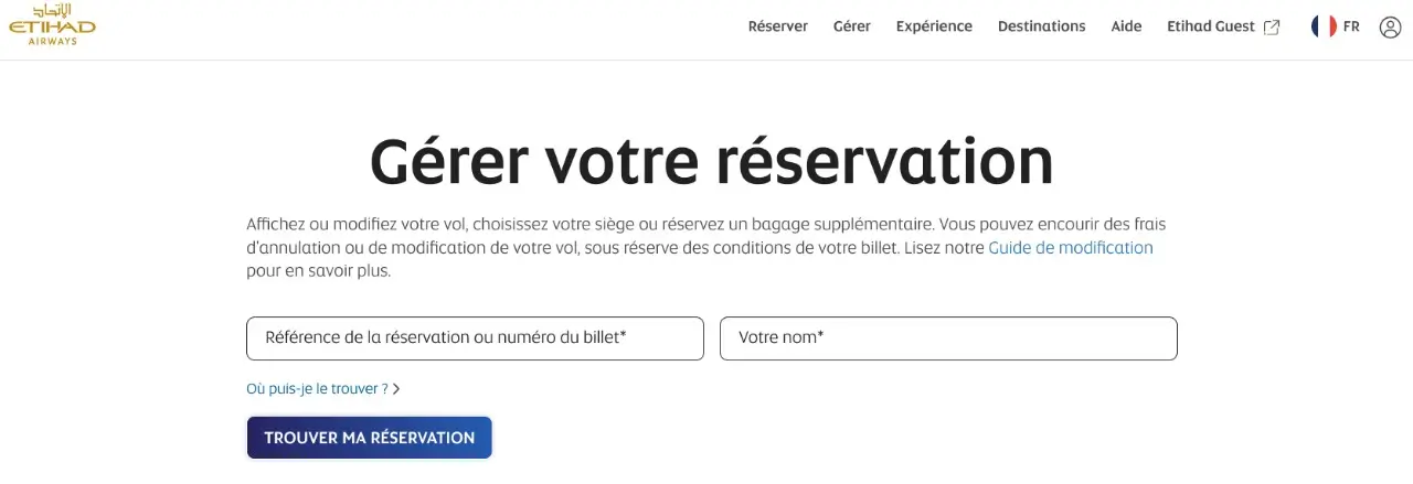 gestion de reservation etihad