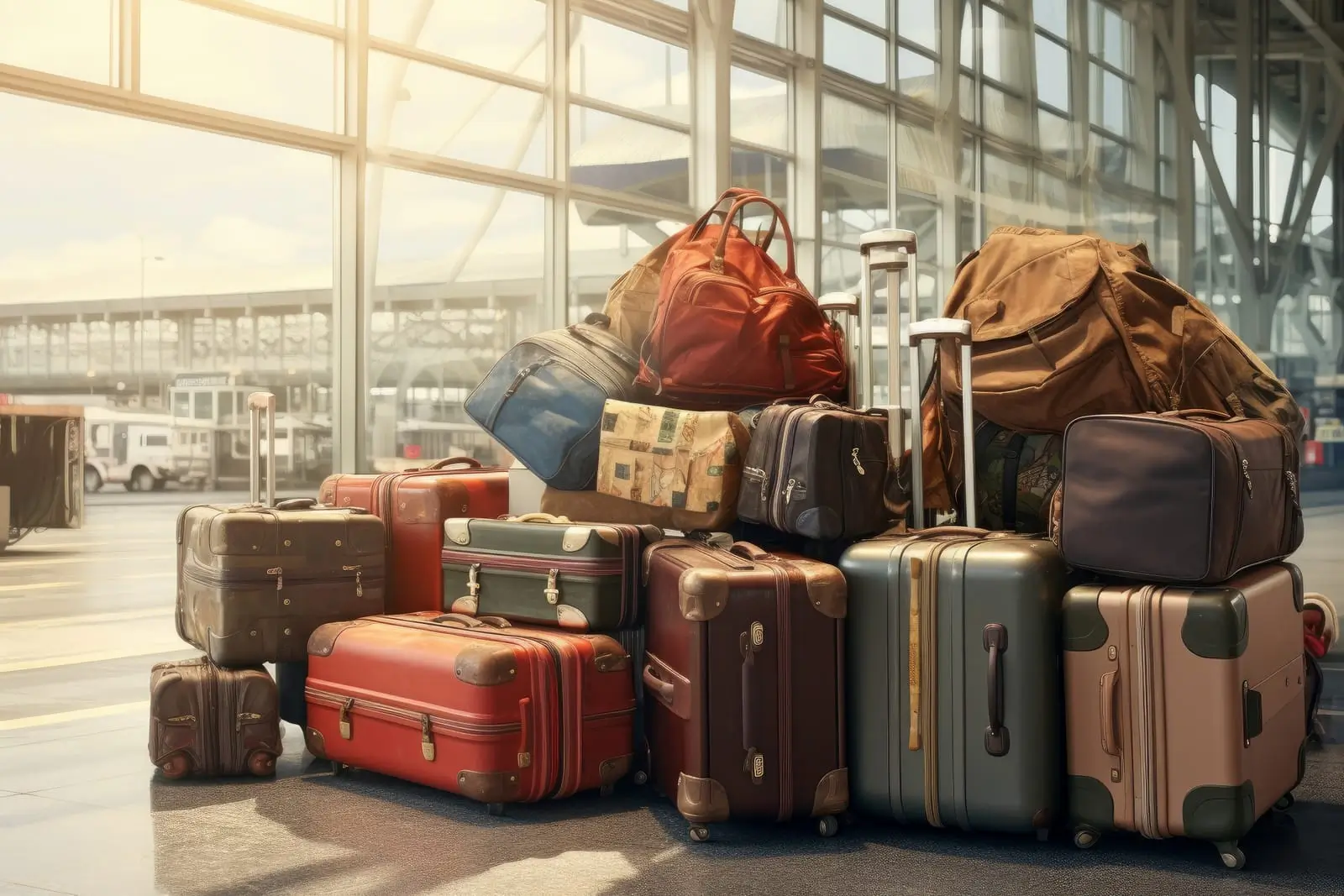 heavy airport luggage