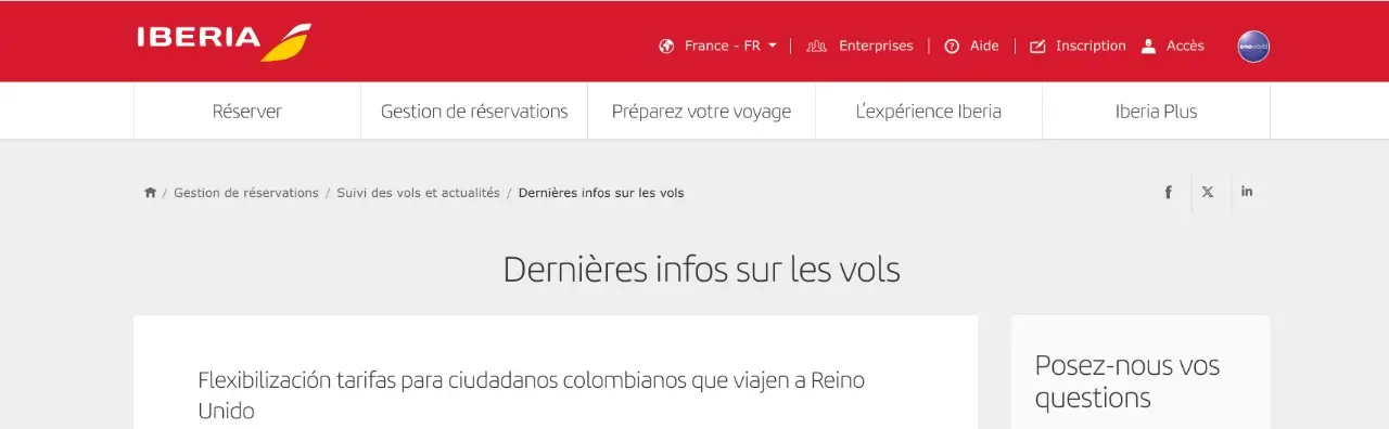 iberia dernieres informations sur les vols