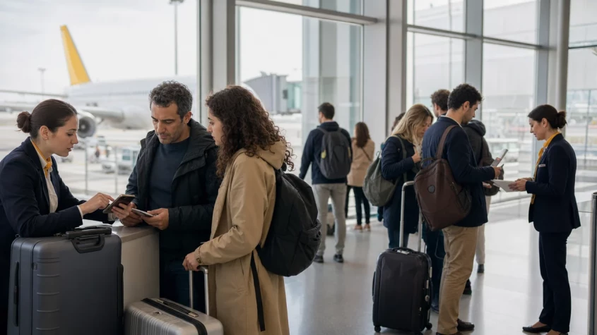 passagerare som p&aring;verkats av ett f&ouml;rsenat flyg