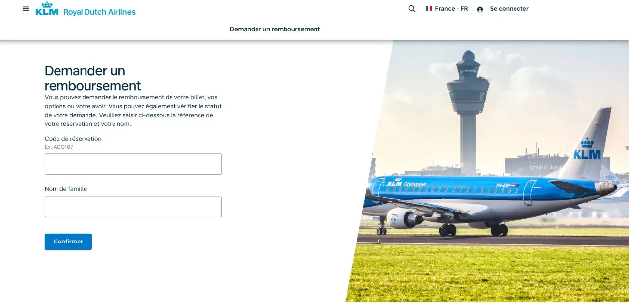 klm demande de remboursement