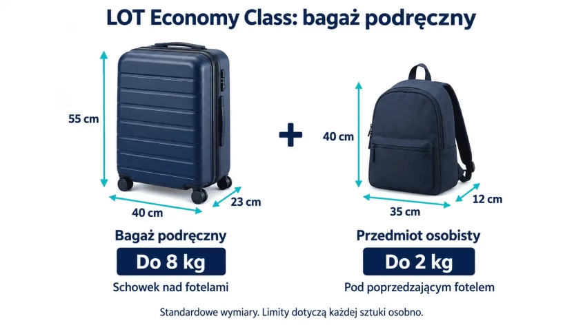 Wymiary bagażu podręcznego w LOT
