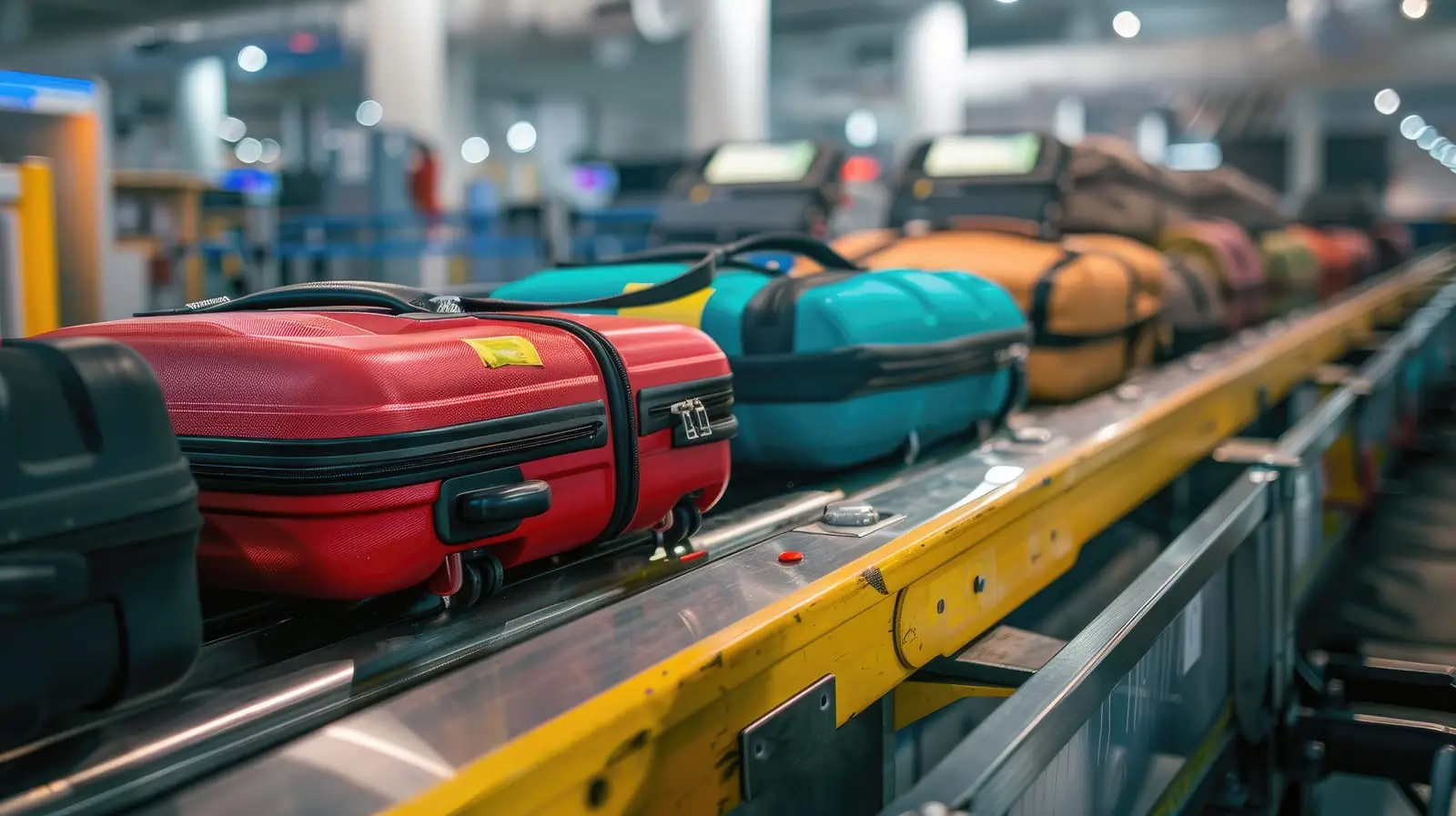 equipaje en una cinta transportadora en la recogida de equipajes en el aeropuerto