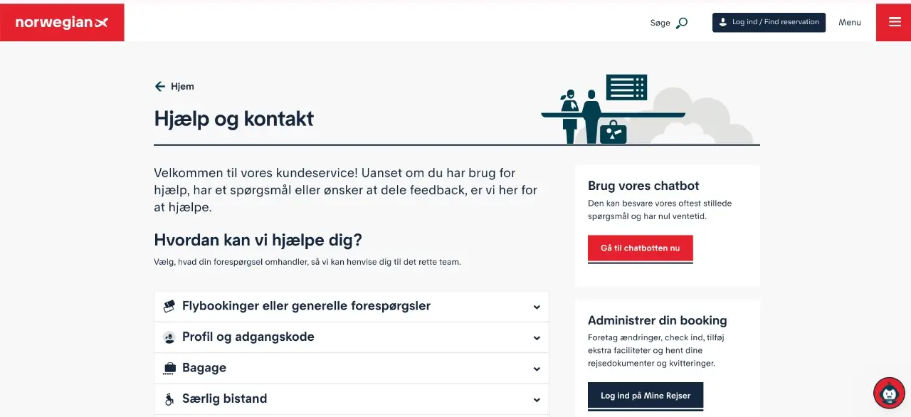 Norwegian Airs kontaktformular