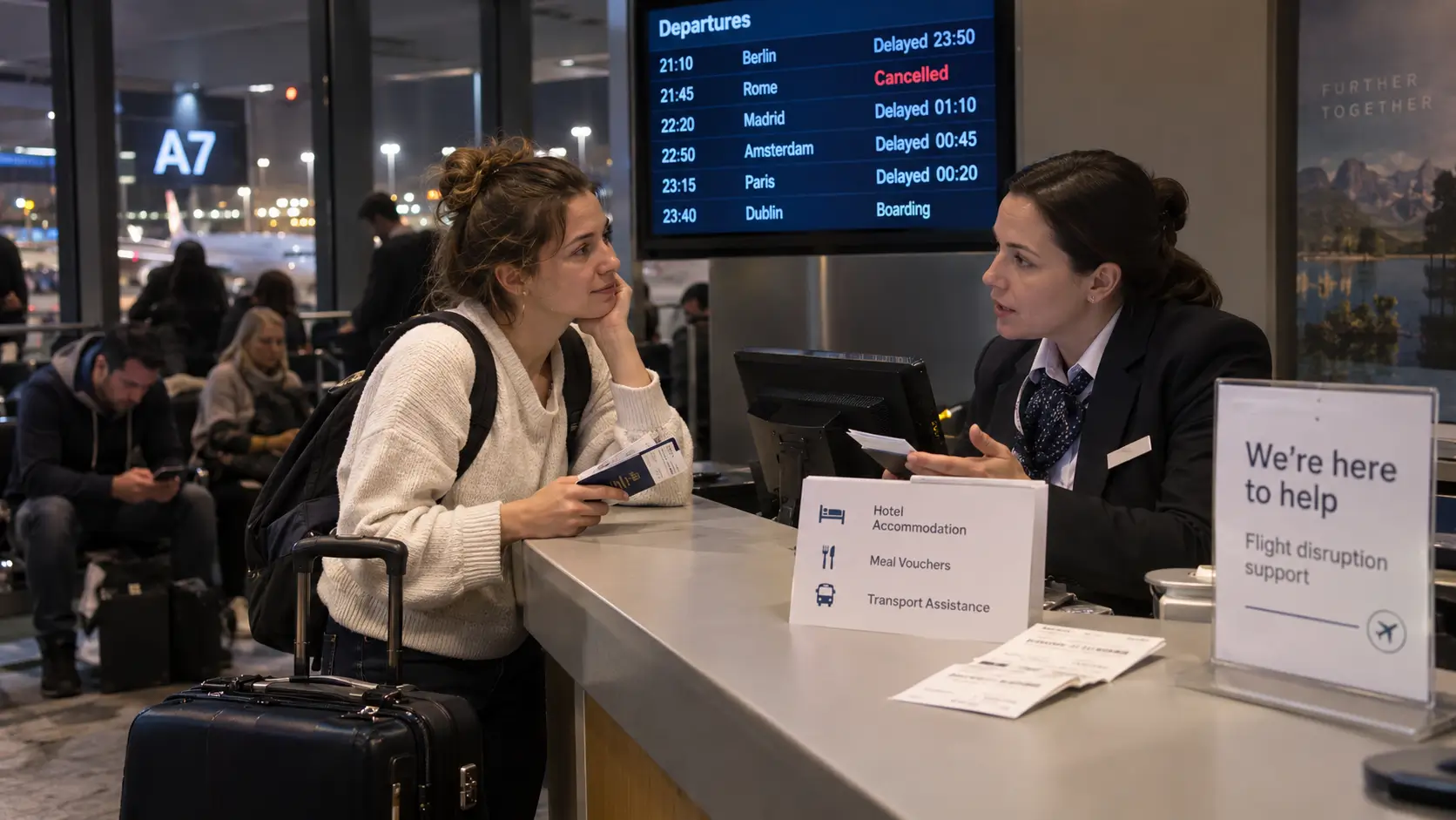 prava putnika u slučaju noćnog ka&scaron;njenja leta i sme&scaron;taja u hotel na aerodromu