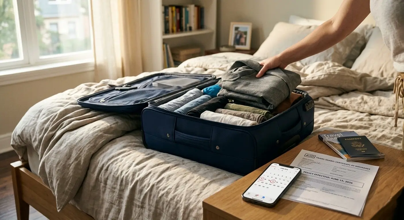 a person packing for a trip