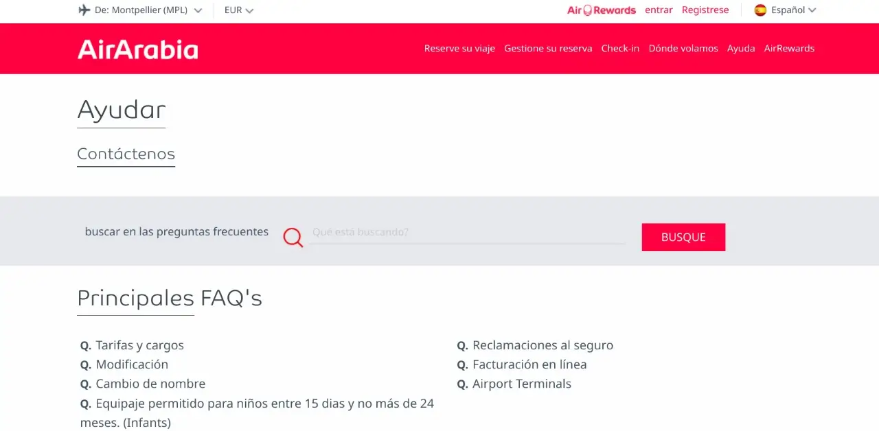 pagina contactanos air arabia