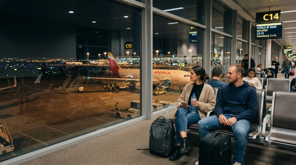 pareja-esperando-su-vuelo-nocturno