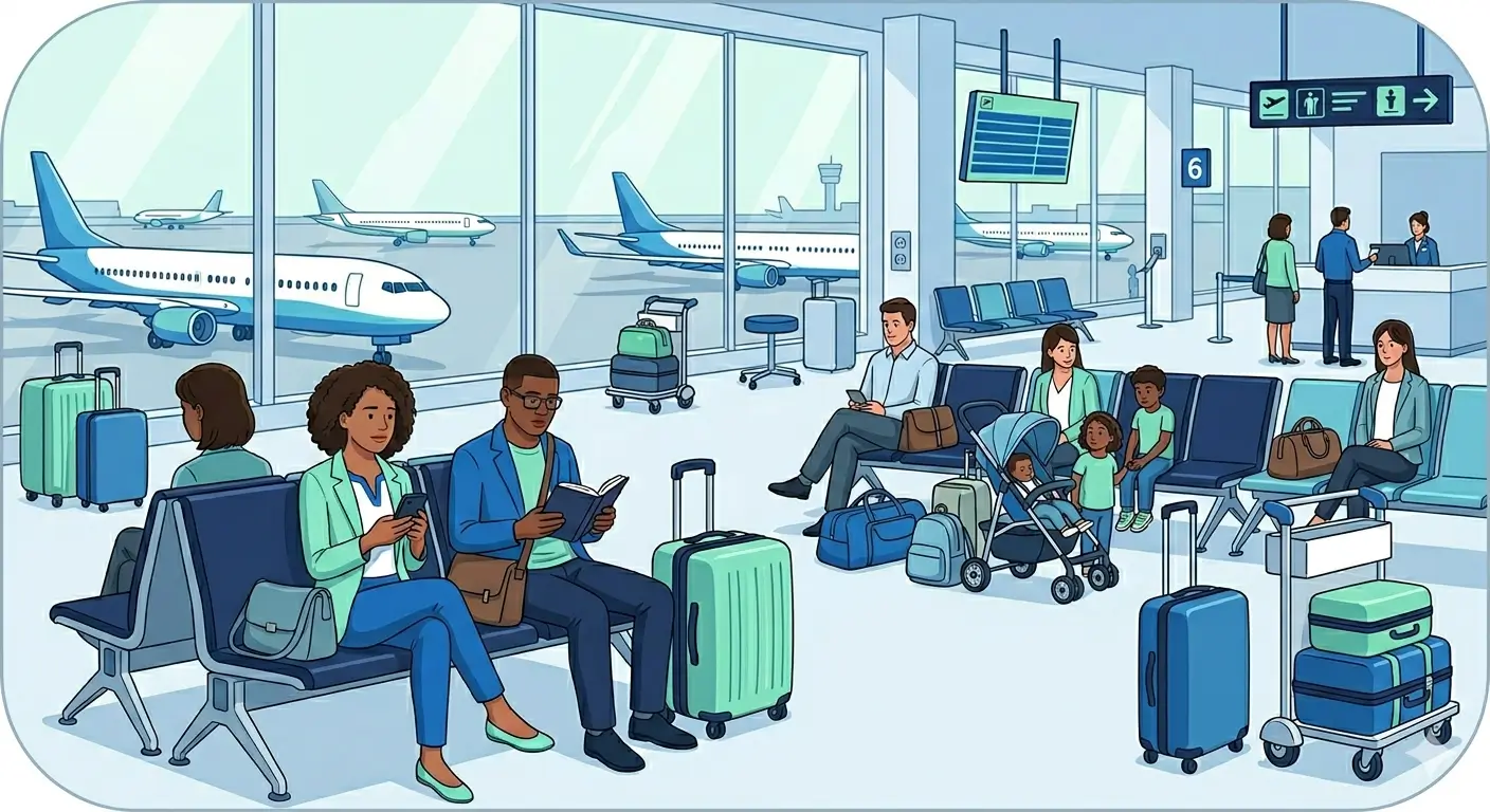 passagers attendent leur vol