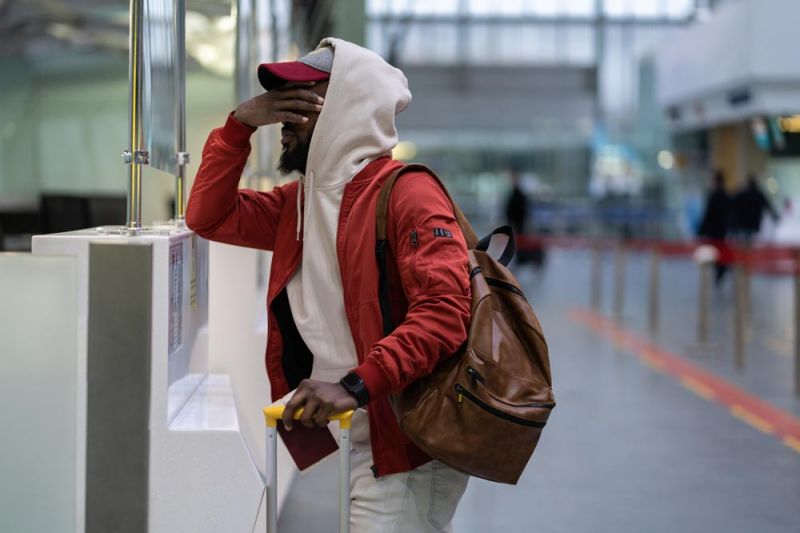 A passenger wondering what happens if you miss your flight