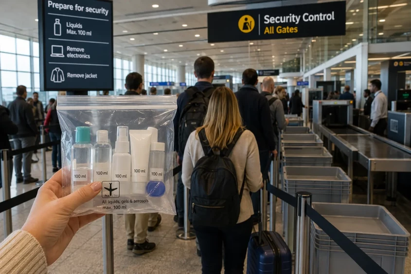 călători la controlul de securitate din aeroport