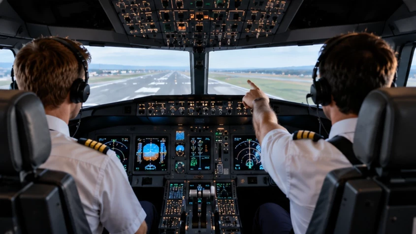 Piloter i cockpiten under trening