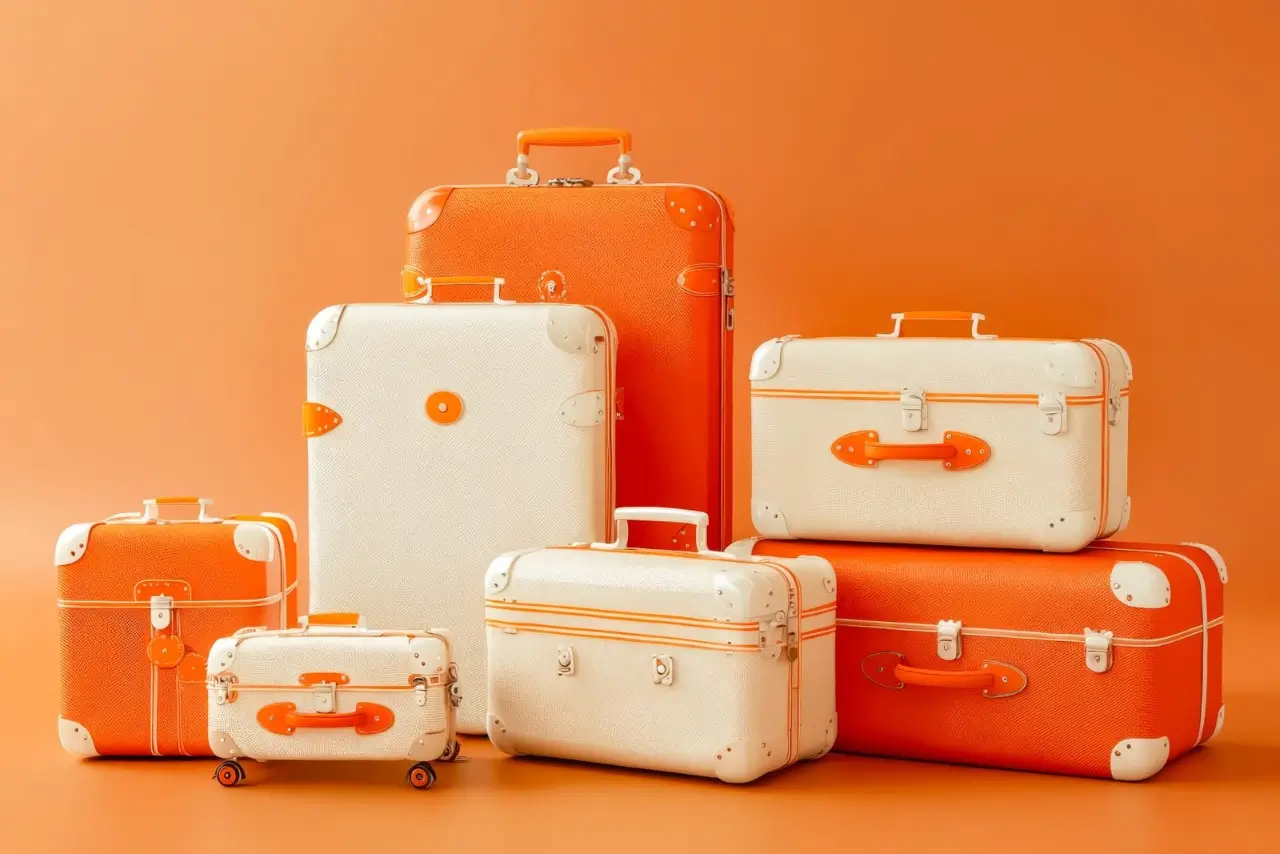 plusieurs valises de couleur orange et beige