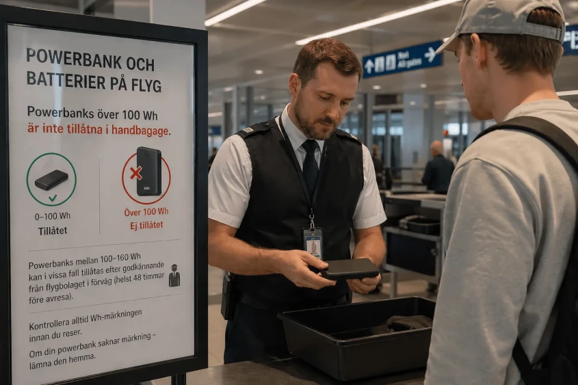Powerbank som &auml;r f&ouml;r stor f&ouml;r flyget
